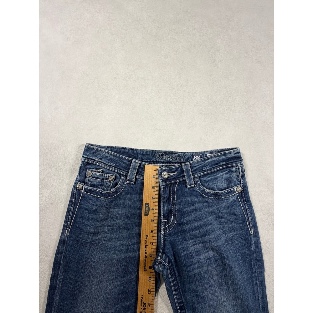 Miss Me JPS5152 Bootcut Jeans Medium Dark Wash Rhinestone Embellished Size 29 31 - Picture 8 of 13